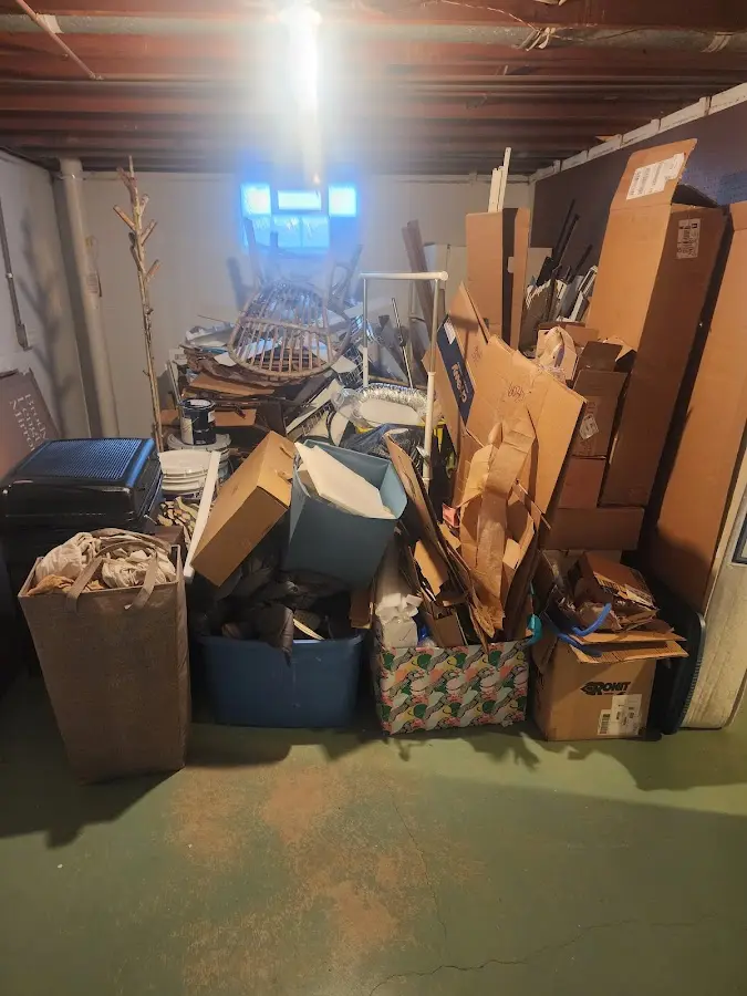 Roll-off dumpster container at job site for Cleanout Dumpster Rental in Johnstown